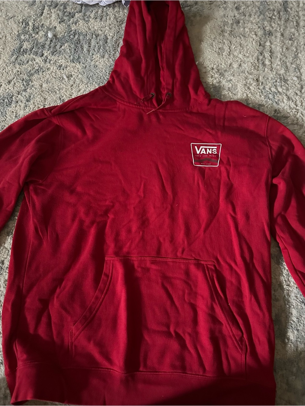 Vans Red Pullover Hoodie with Chest Logo